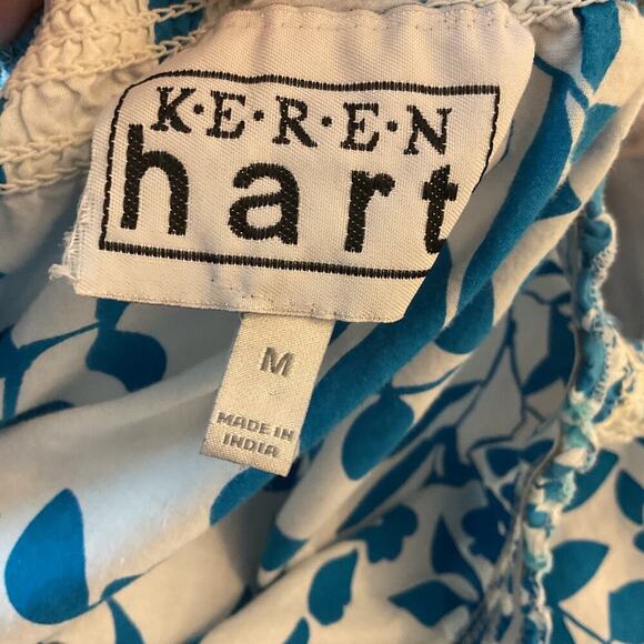 Keren Hart White Floral Embroidered Smocked Boho/Peasant Top Sz M - Picture 6 of 9